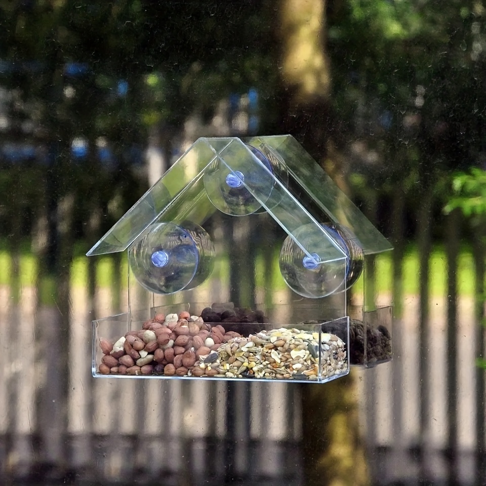 Mangeoire à oiseaux en forme de fenêtre, ventouse transparente