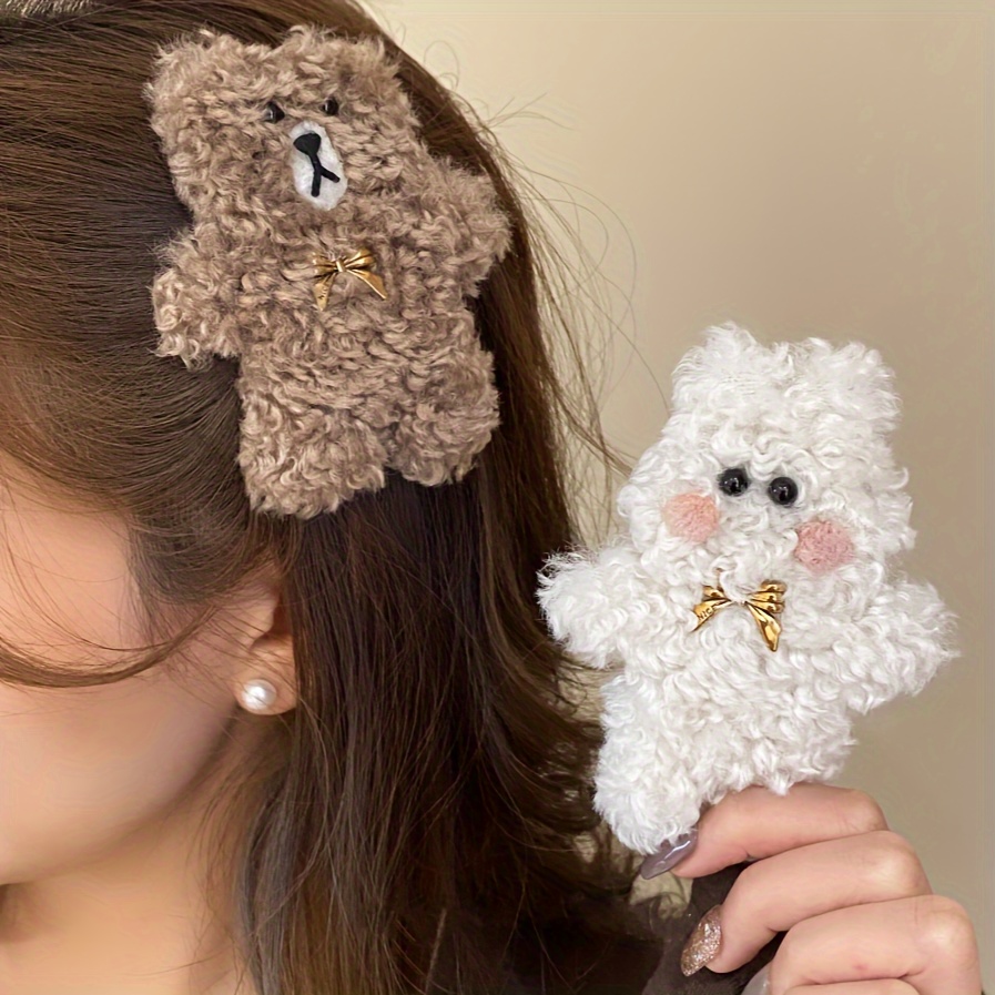 Cute Plush Cartoon Rabbit Hairpin Side Bear New Girl Clip - Temu