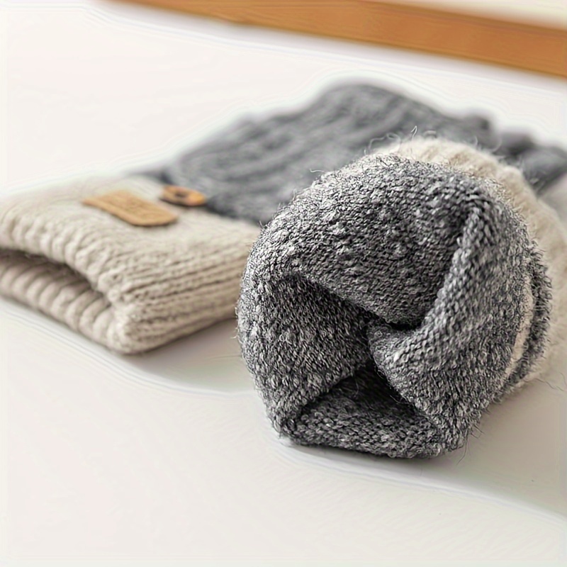 Meromibe Winter Warm Knitted Half Finger Gloves For Women