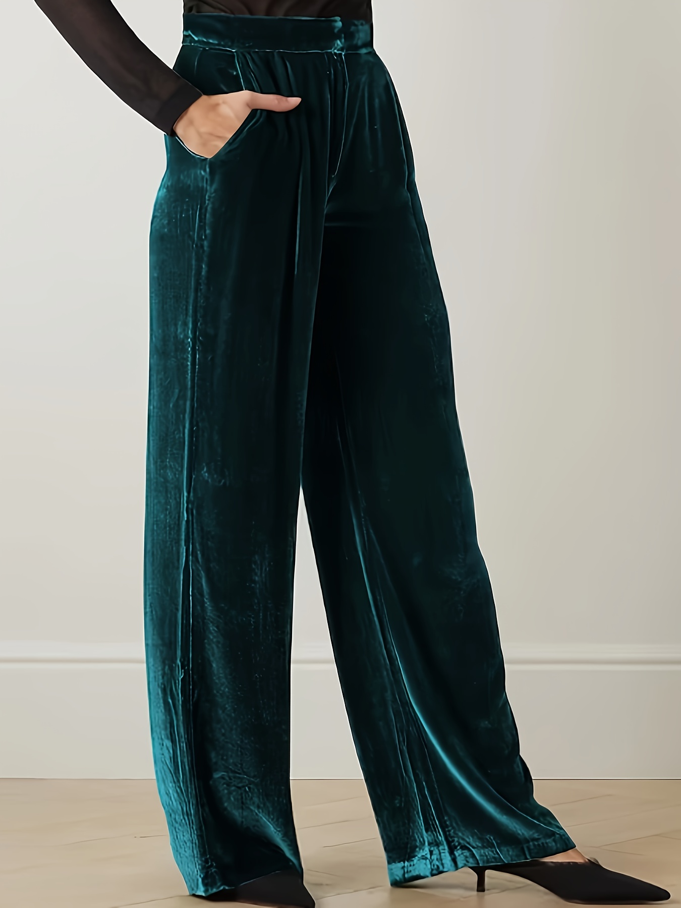Plus Size Pants for Women Velvet High Waisted Pant Trousers Straight Leg  90s Vintage Spring Casual Relaxed Fit Pants 