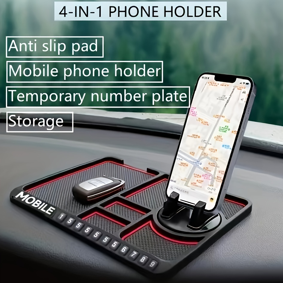 Car Center Console Mobile Phone Anti-skid Mat Temporary Parking Number  Plate(With Bracket)