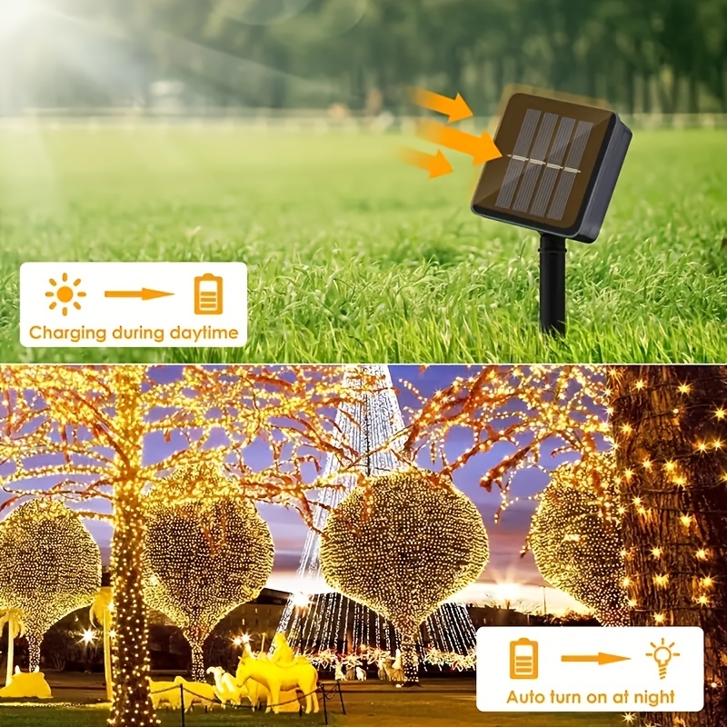 Solar Fairy Light String 8 Lighting Modes Waterproof Copper Wire String