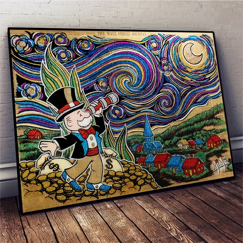 Alec Monopoly Art Canvas Painting Monopoly and Richie $ Bags Poster Luxury  Wall Art Pictures for Home Living Room Decor No Frame