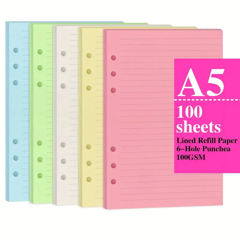 200 Pages A5 Colorful Refill Paper [5 Colors] Thick - Temu