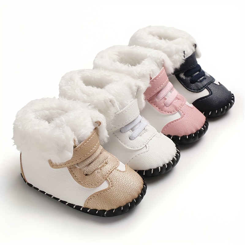 Winter Toddler Shoes for Girls and Boys, Soft Sole Anti-Slip -Lined Baby Walking Shoes, 0-1-