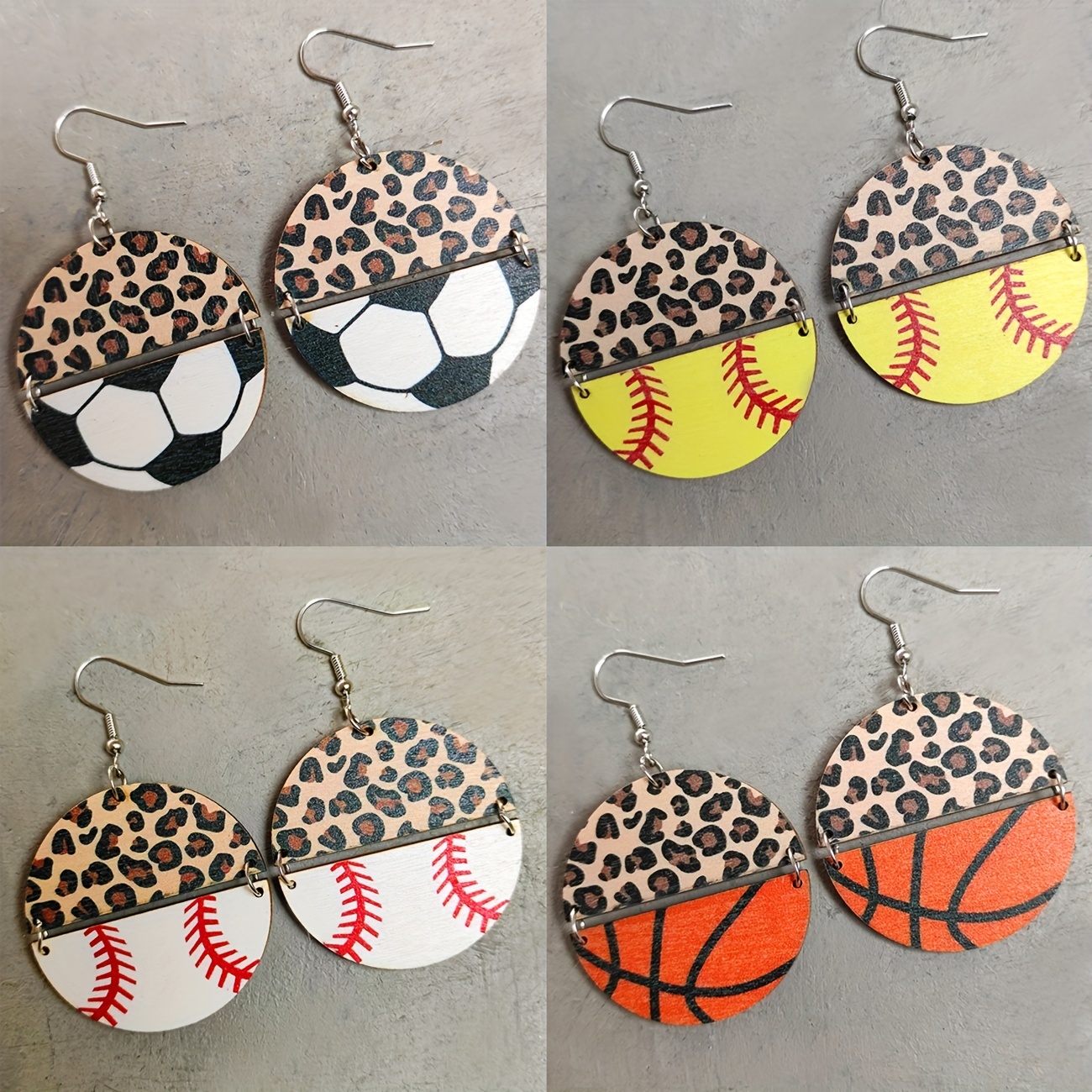 Sports Leather Earring - Soccer, Basketball, Volleyball, Softball, Baseball Basketball
