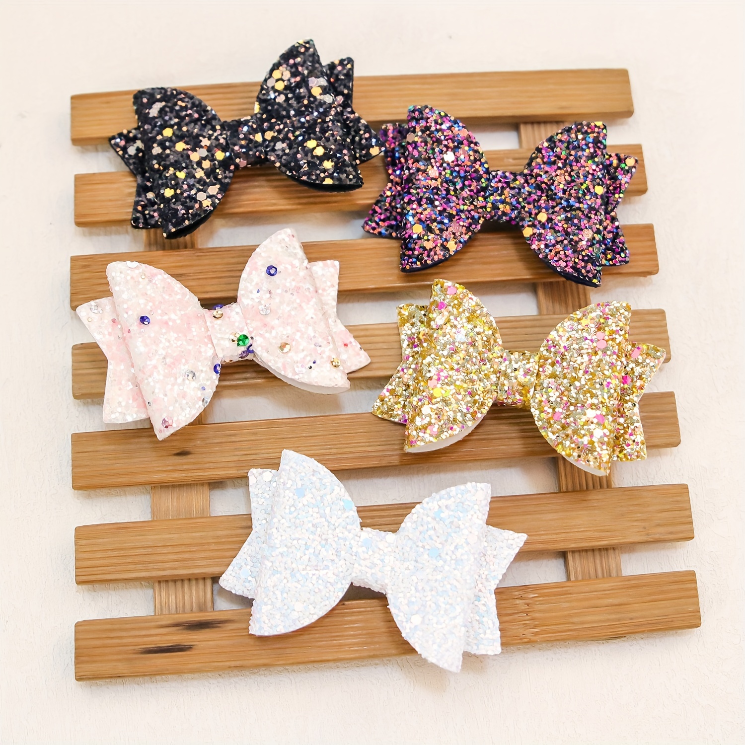 Black Hair Bow - 5PCS Hair Bows for Women Black Hair Clips