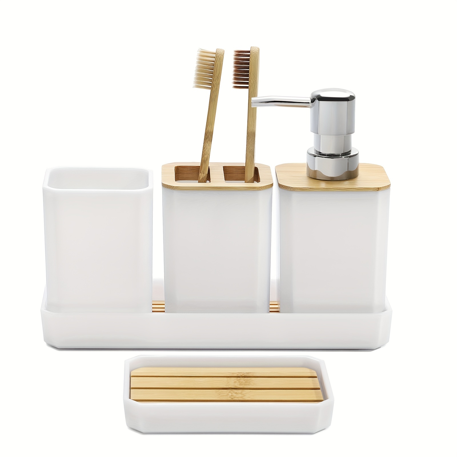  zccz Juego de 5 accesorios de baño, dispensador de jabón,  soporte para cepillo de inodoro, soporte para cepillo de dientes, vaso de  baño, jabonera, juego de accesorios de baño vintage, decoración