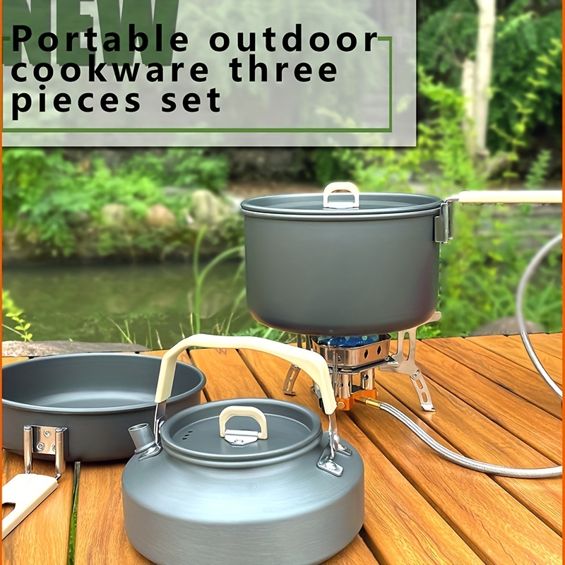 Portable Camping Cookware Set, Outdoor Camping Pot Teapot Pan Set, Camping  Accessories - Temu