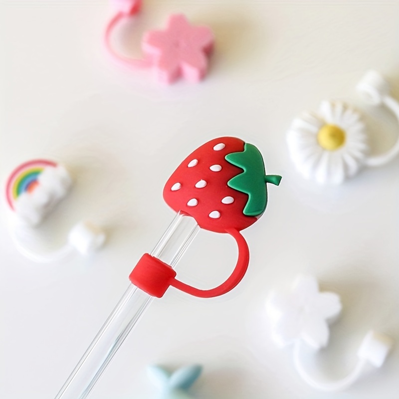 1pc Silicone Straw Cover With Cute Pattern, Suitable For Parties