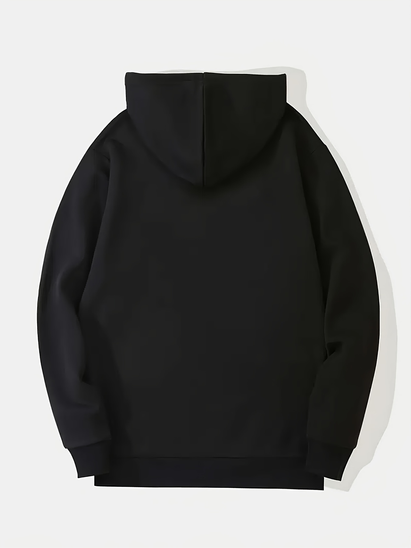 Men's Solid Color Long Sleeve Drawstring Pullover Hoodie - Temu