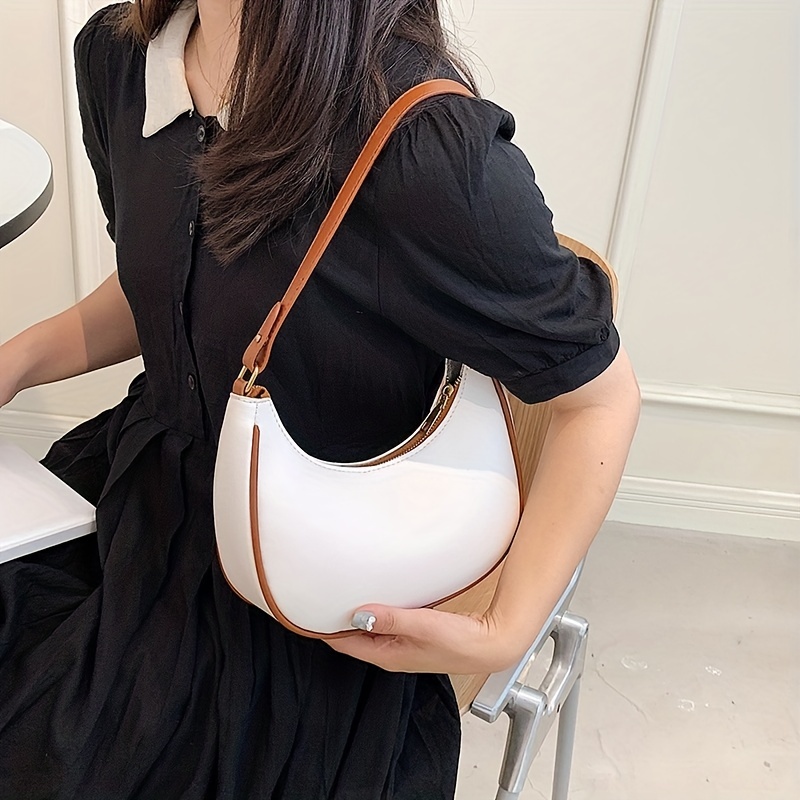 Half-moon Underarm Bag, Pu Leather Textured Crescent Bag Purse, Fashion  Versatile Shoulder Bag - Temu