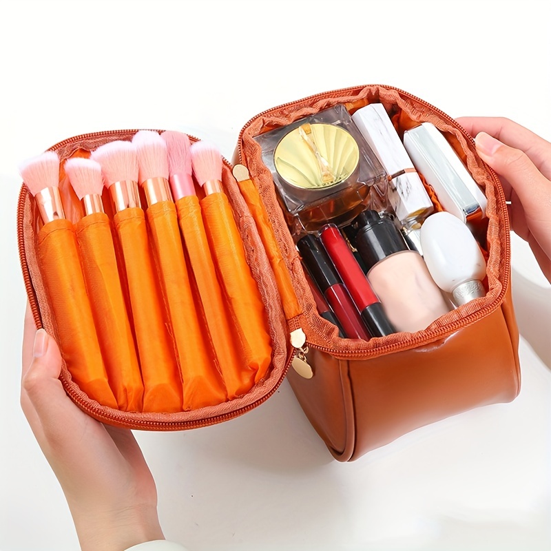 Large Capacity Travel Cosmetic Bag Makeup Organizer with Handle Zipper