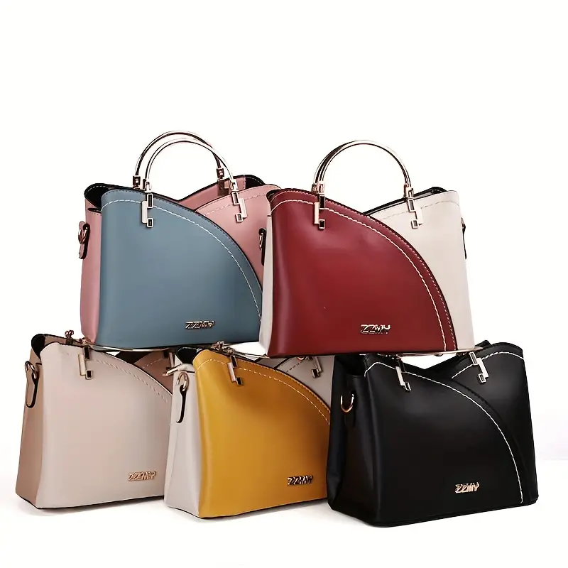 color contrast handbags fashion top ring satchel purse tassel decor crossbody bag for women details 5