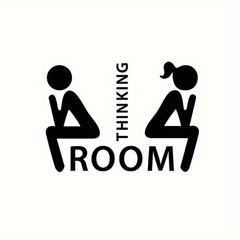 Thinking Room Wall Decals, Removable Pvc Bathroom Decor, Toilet Decoration Stickers, Black Art Vinyl Mural Sign For Cafe Shop Office Toilet Hotel Closestool, 7 * 10cm