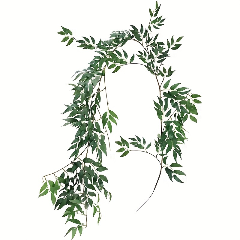 

1pc 68.1inch Artificial Willow Leaves Vines Twigs- Fake Silk Hanging Willow Plant Greenery Garland String For Indoor Wedding Party Crowns Wreath Decor, Outdoor Wall Garden Decoration