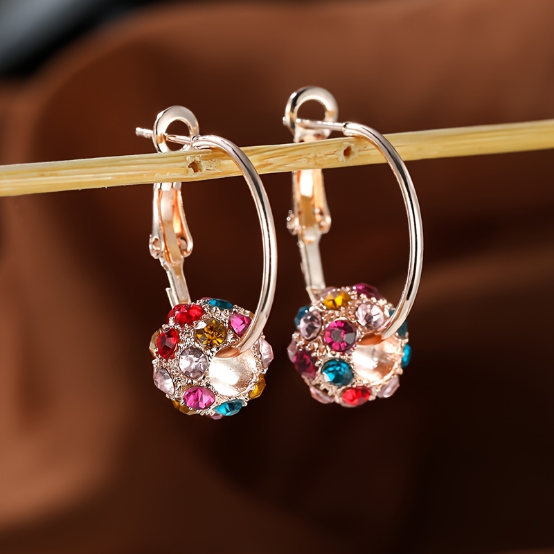 Colorful Rhinestone Round Earrings