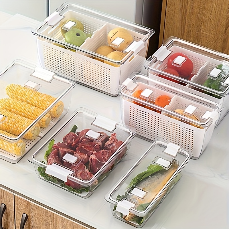 Elabo elabo Food Storage Containers Fridge Produce Saver- Stackable  Refrigerator Organizer Keeper Drawers Bins Baskets with Lids
