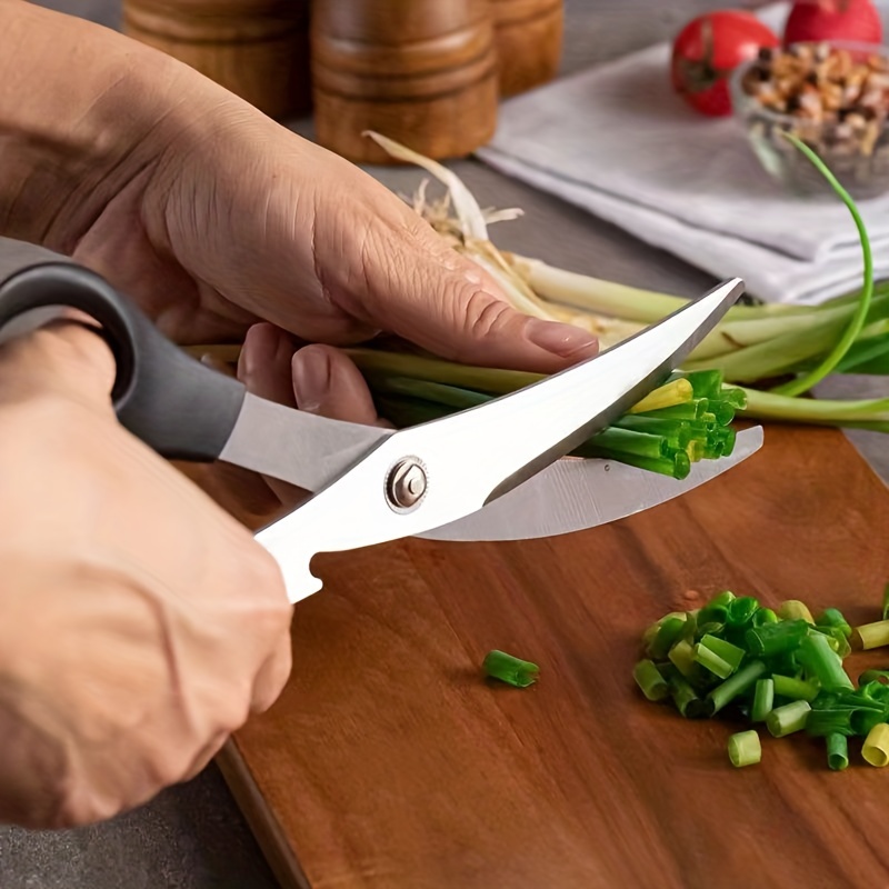 Curved Blade Kitchen Scissors, Korean Stainless Steel Barbecue