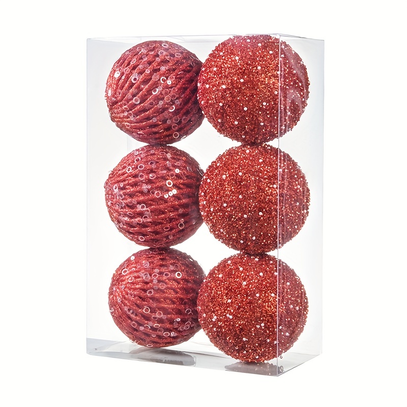 4 Red Glitter Ball Ornament