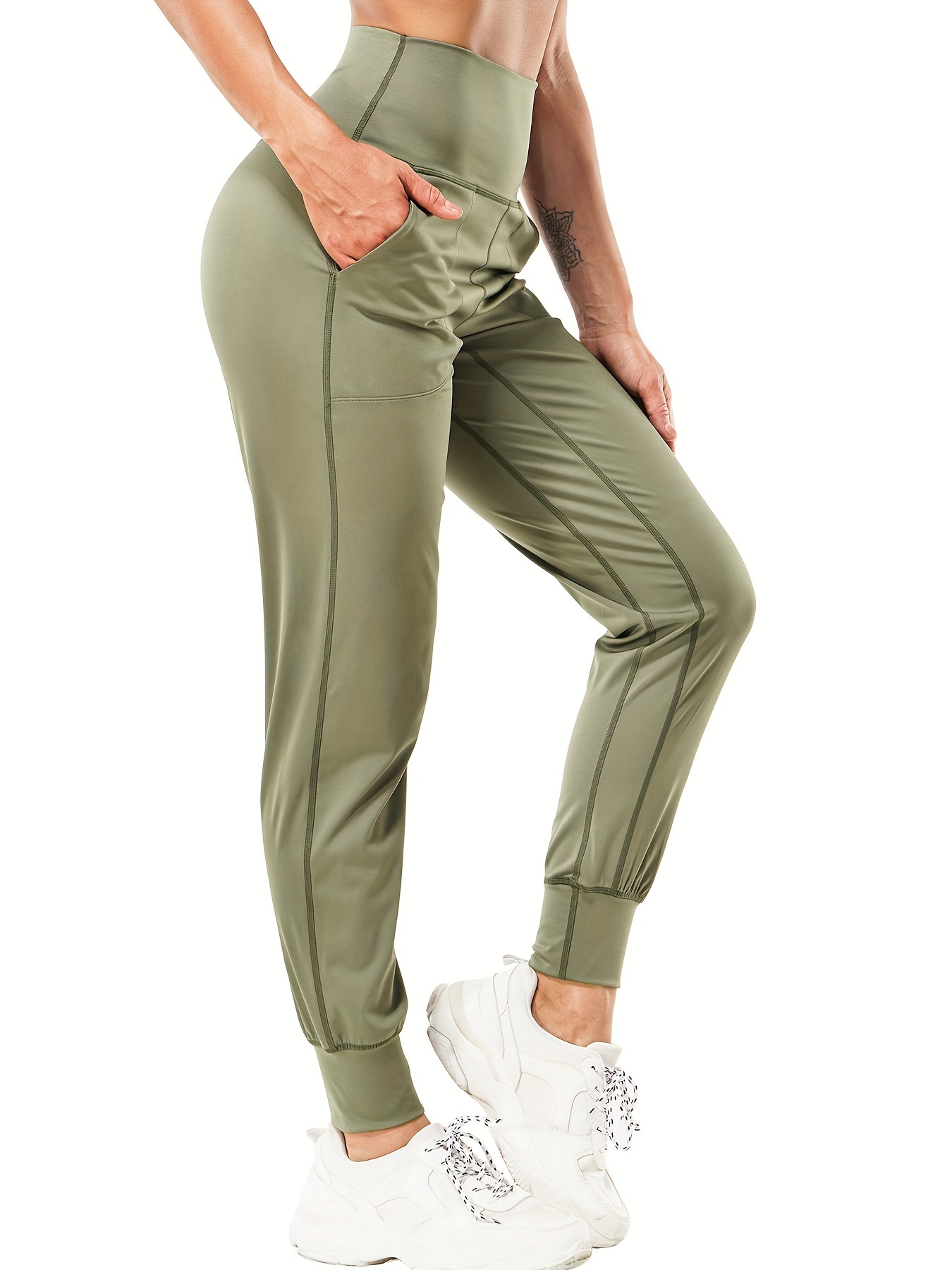 High waisted khaki joggers hot sale