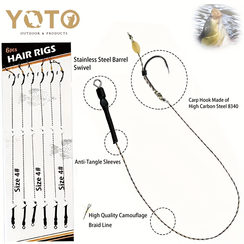 YOTO 24PCS-Carp-Fishing-Hair-Rigs,Carp Fishing Gear with Wide Gape Hook,Zig  Rigs Carp Fishing Kit with Carp Accessories