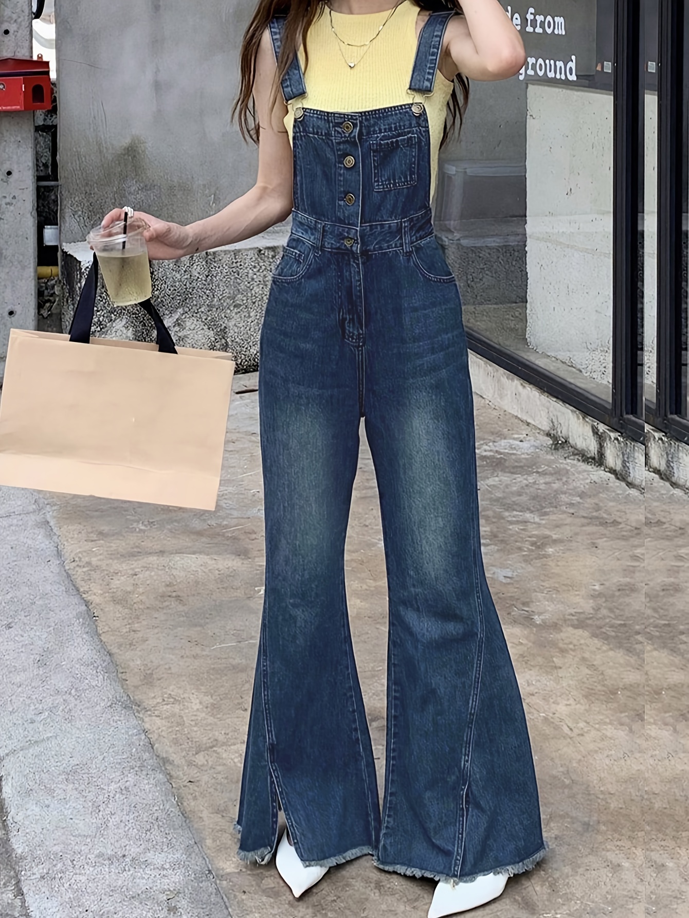 VEDA  Tencel Denim Jumpsuit With Straps With Big Rings Detail – Point Zero