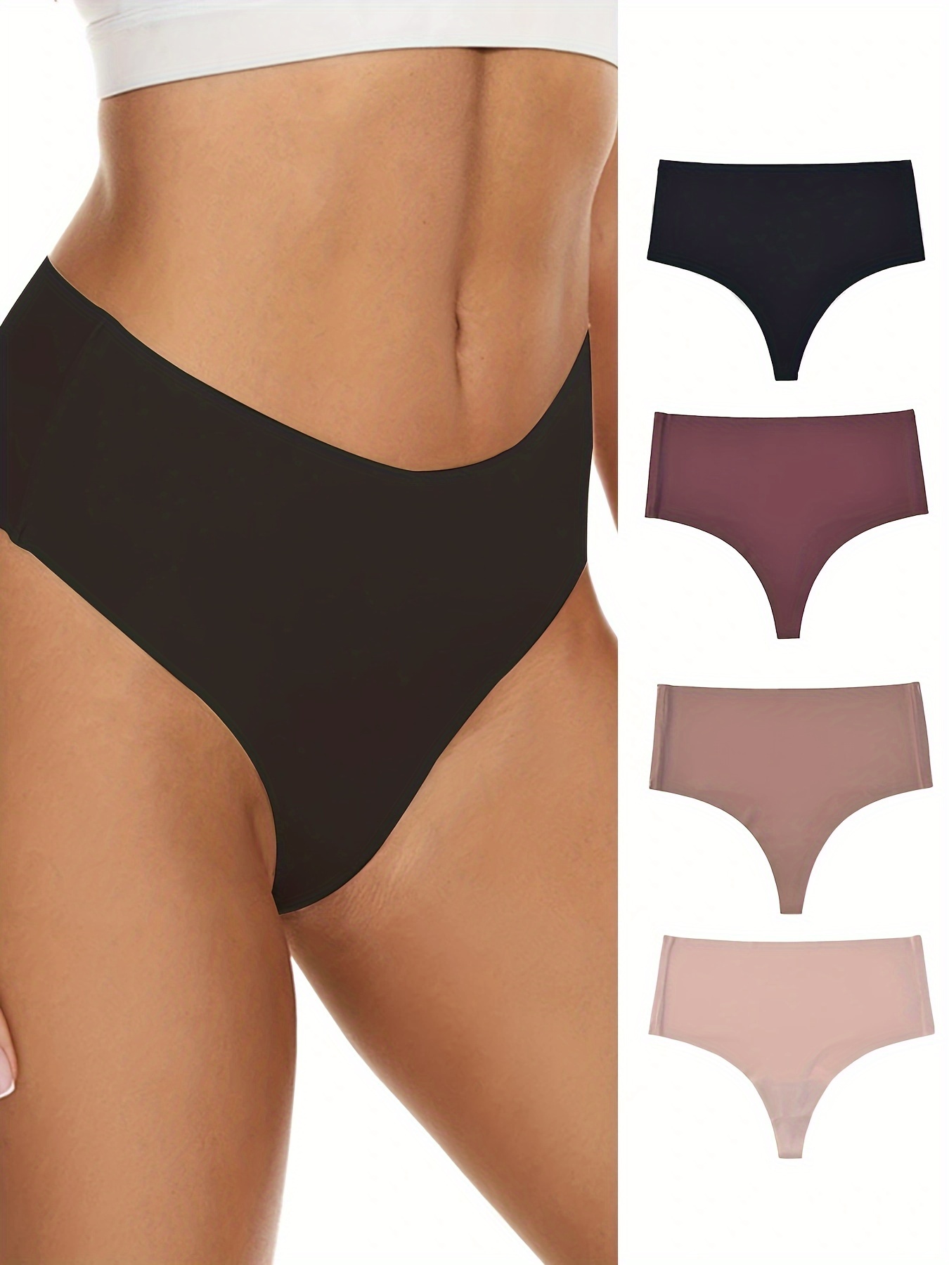 Seamless Solid Thongs Soft Comfy Stretchy Intimates Panties - Temu