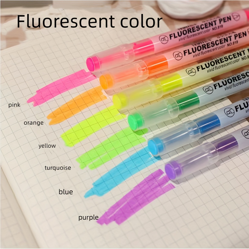  Eujgoov 6 rotuladores pastel de 6 colores estéticos bonitos  resaltadores para estudiantes, suministros de oficina escolar (cilíndrico)  : Productos de Oficina