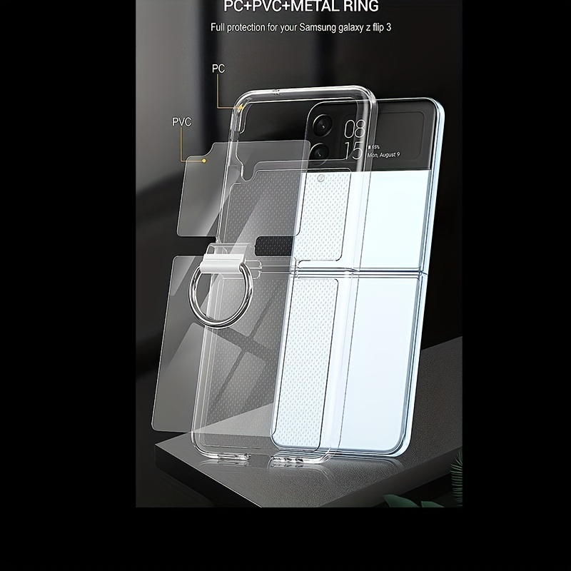 Funda protectora ultra delgada para Samsung Galaxy Z Flip 4 con soporte de  anillo blanca