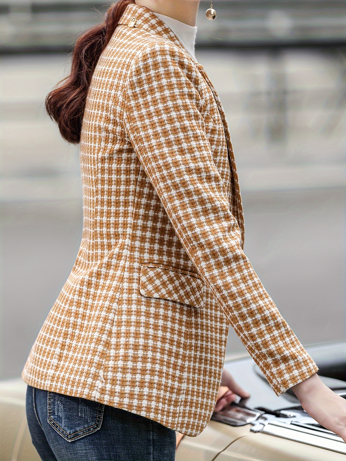 Yellow hot sale houndstooth blazer