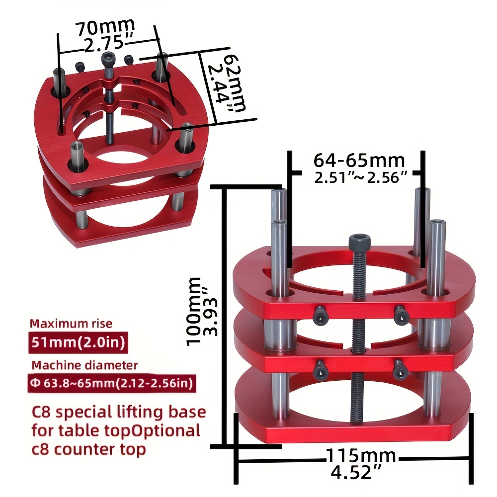 65毫米直径电机适用 铝制铣刀板套装 木工铣床工作台 修边雕刻机 商品详情 10