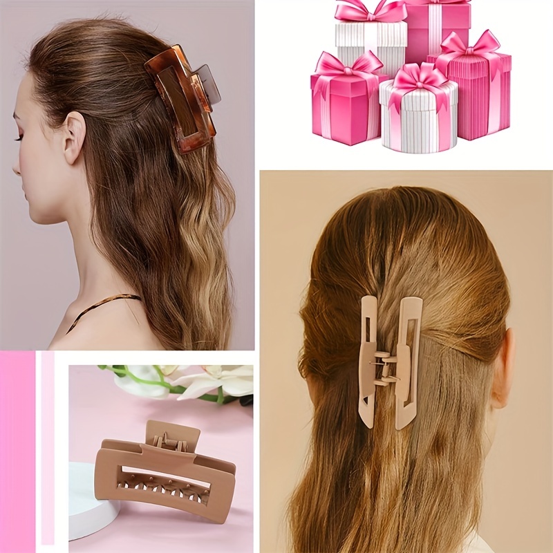 8pcs Large Rectangle Hair Claw Ponytail Holder Hair Accessories