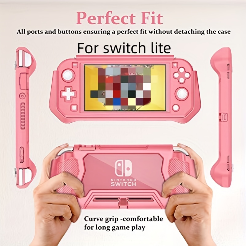 for nintendo switch lite protective case full protective switch lite protective sleeve tpu shock absorption and scratch resistance suitable for nintendo switch lite skin with bullet screensaver film and thumb grip cover details 6