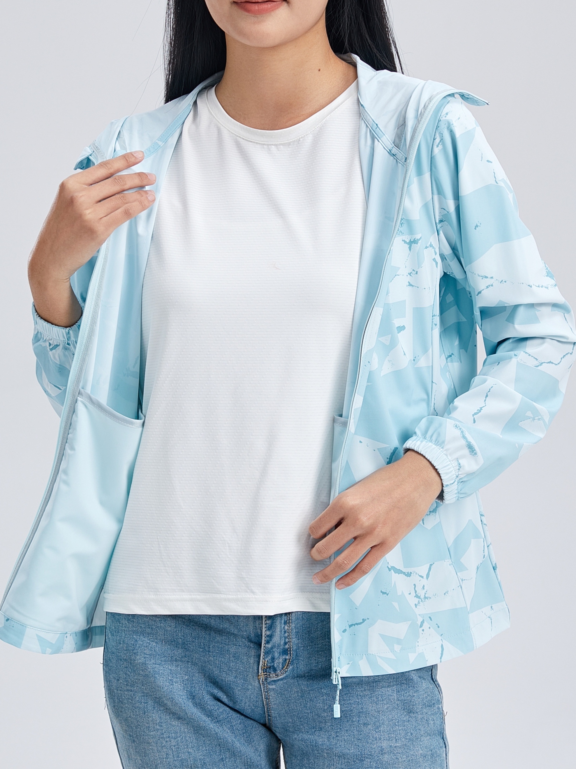 Expédition rapide Veste à l'épreuve des UV Glace Soie Nylon Patchwork  Vêtements de protection solaire Vêtements d'été Vêtements de protection  solaire