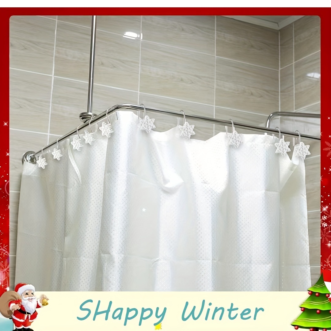 Christmas Snowflake Shower Curtain Hooks Decorative Shower - Temu Canada
