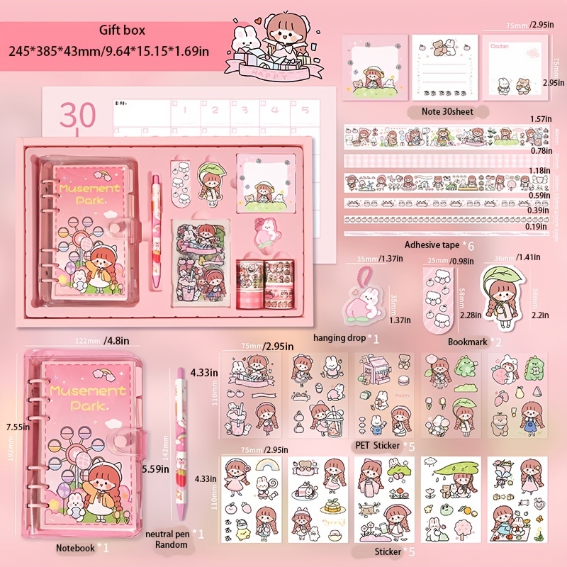 Kawaii Notebook Set Gift Box Girl Cute Bullet Handbook Journals