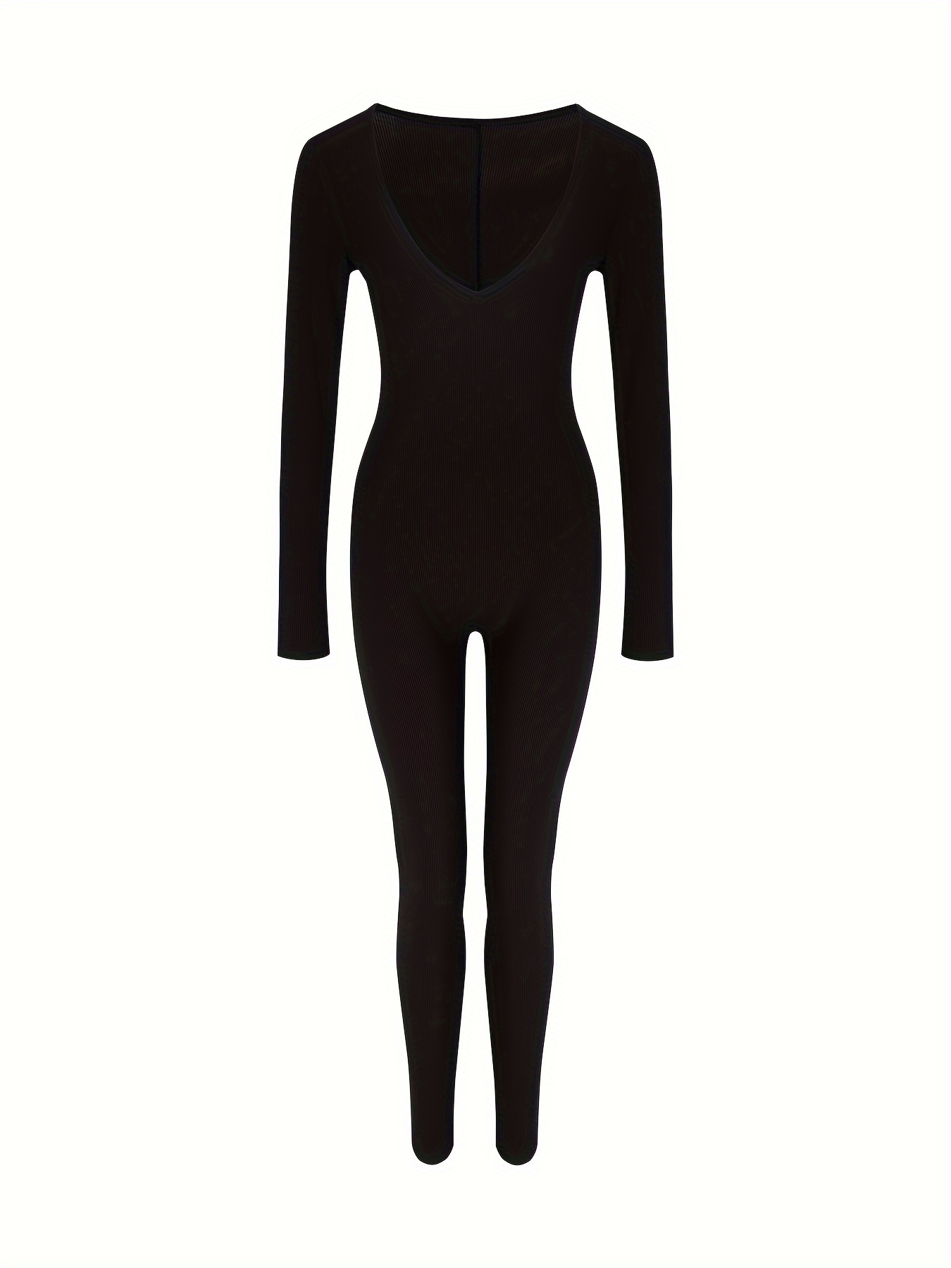 Black Skinny Hooded Jumpsuit For Women Long Sleeve Backless