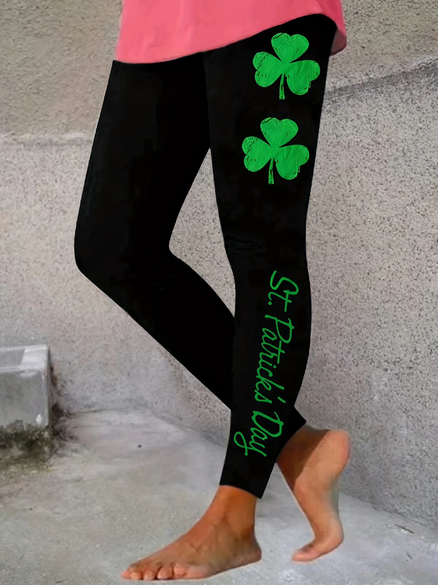 St. Patrick Day Print Skinny Leggings Casual Elastic Waist - Temu Canada