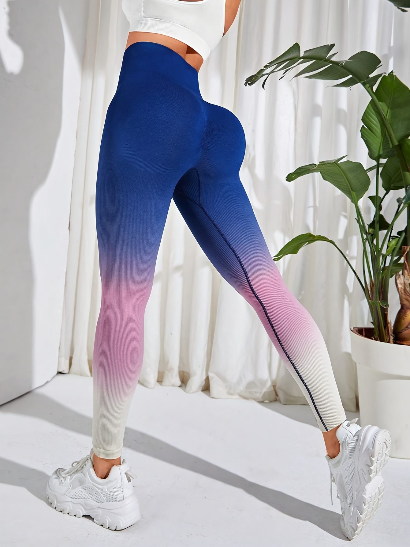 Ombre Hollow High Waist Stretchy Sports Tight Pants Slimming - Temu