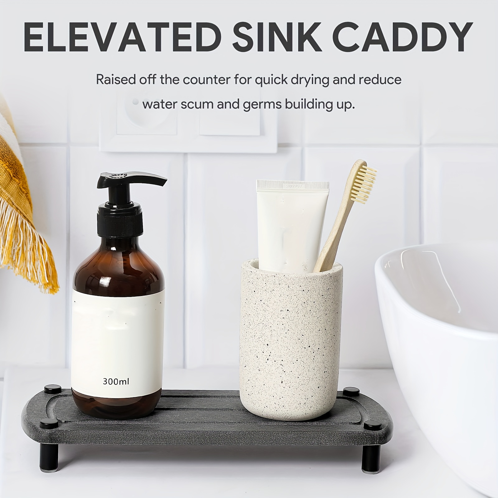 Instant Dry Sink Rack - Kitchen Bathroom Sink Caddy - Instant Dry Sponge  Holder, Diatomaceous Pedestal Stand Riser With Stainless Steel Feet  Protection Storage Shelves For Modern And Tidy Home, Kitchen Accessories