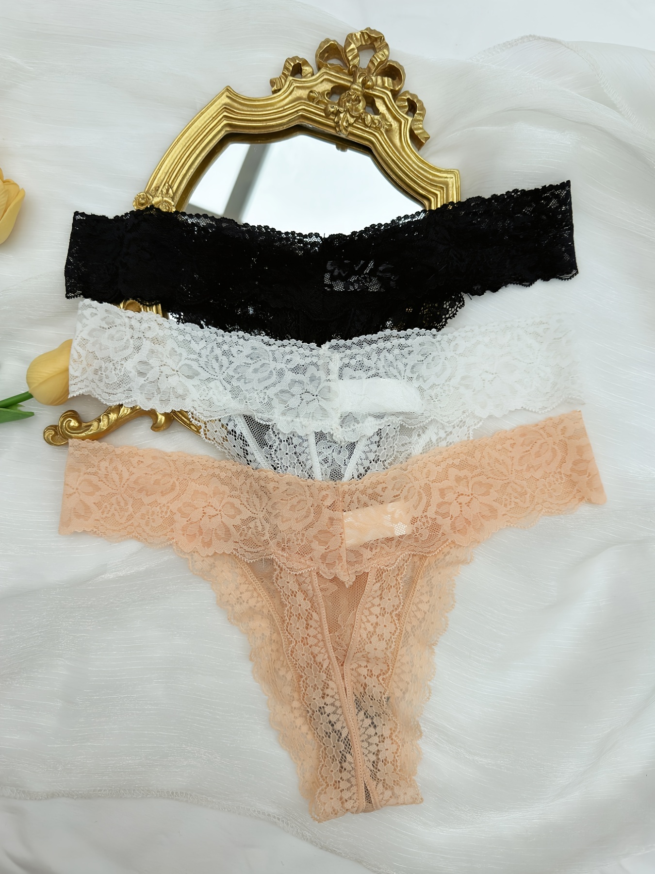 Women's Sexy Romantic Lace Thong Panties Breathable Micro - Temu
