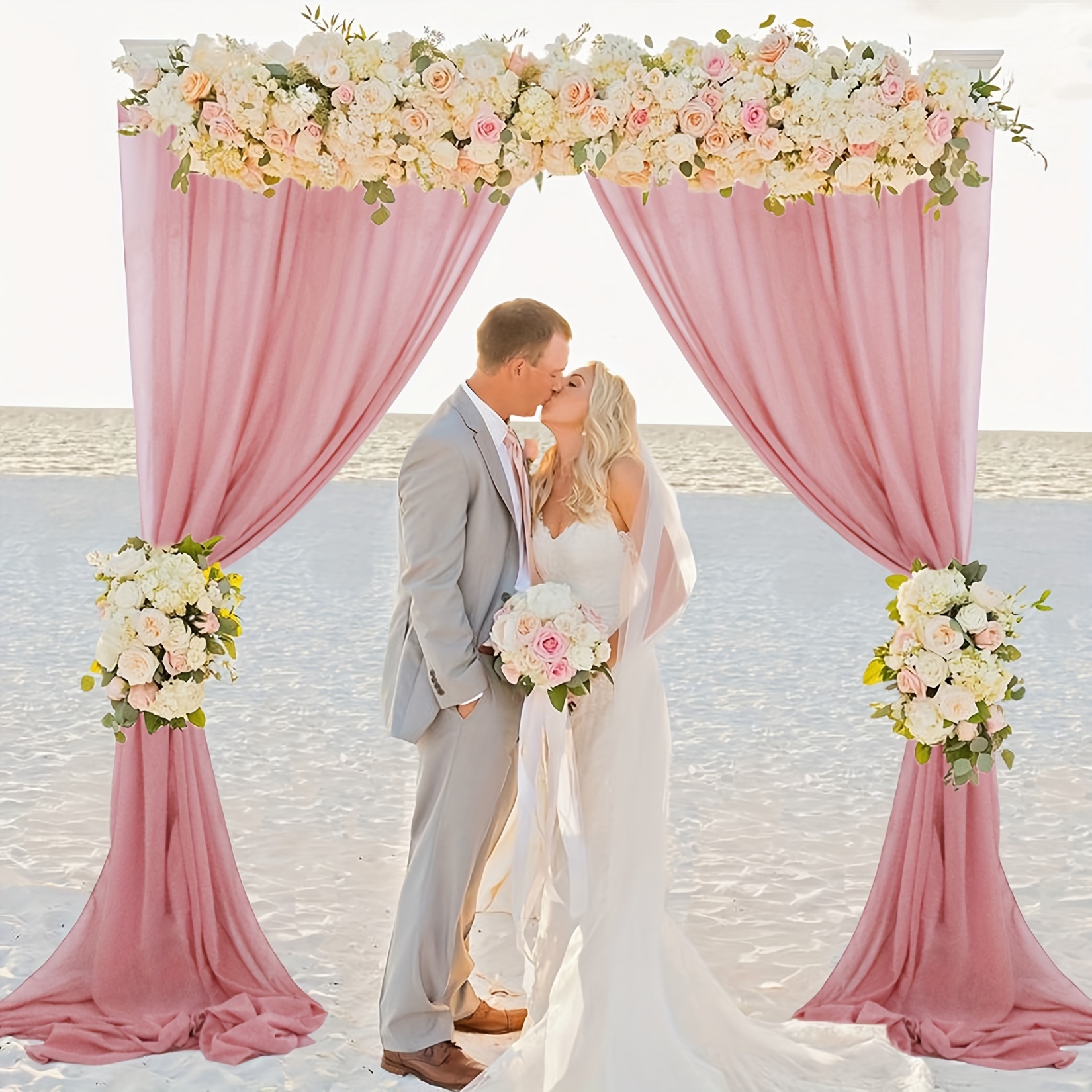 Peach Wedding Arch Draping Fabric Chiffon Fabric Drapery Wedding  Decorations Photography Background Backdrop Curtain 