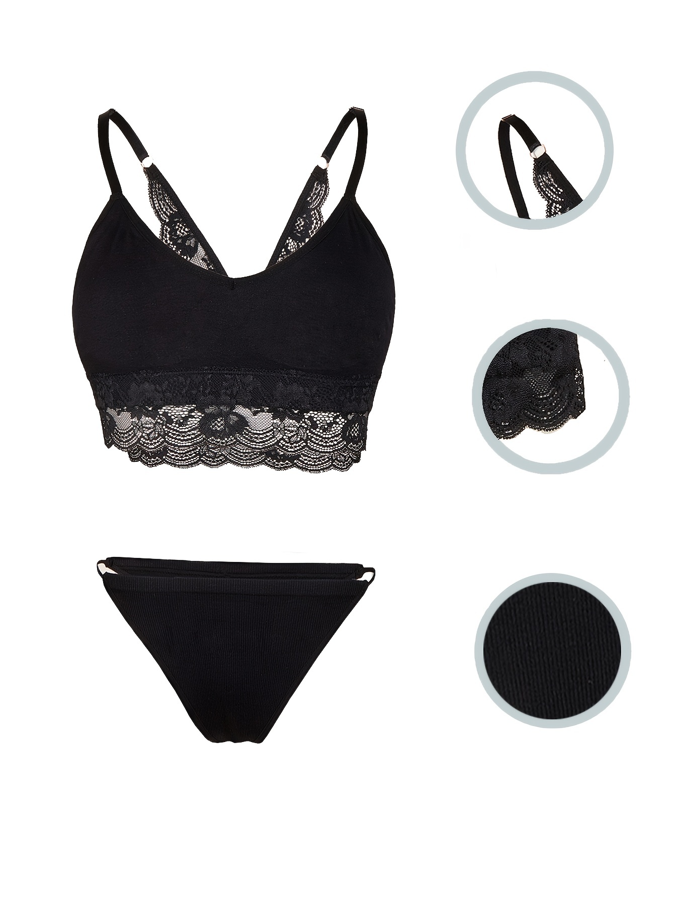 Bralettes and Panties Sets: Lacy, Racerback