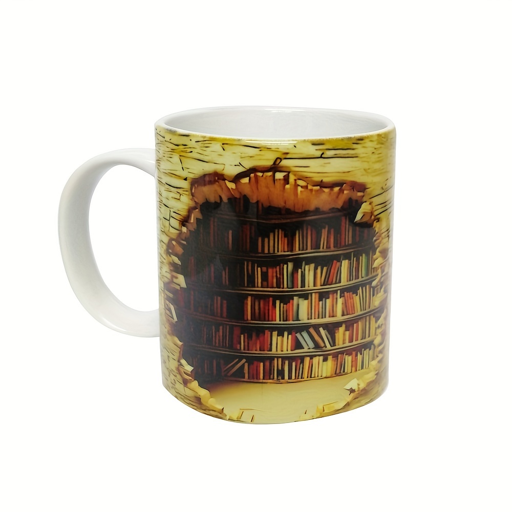 Creative A Library Shelf Cup 3D Book Lovers Coffee Mug Gift 3D Bookshelf Mug