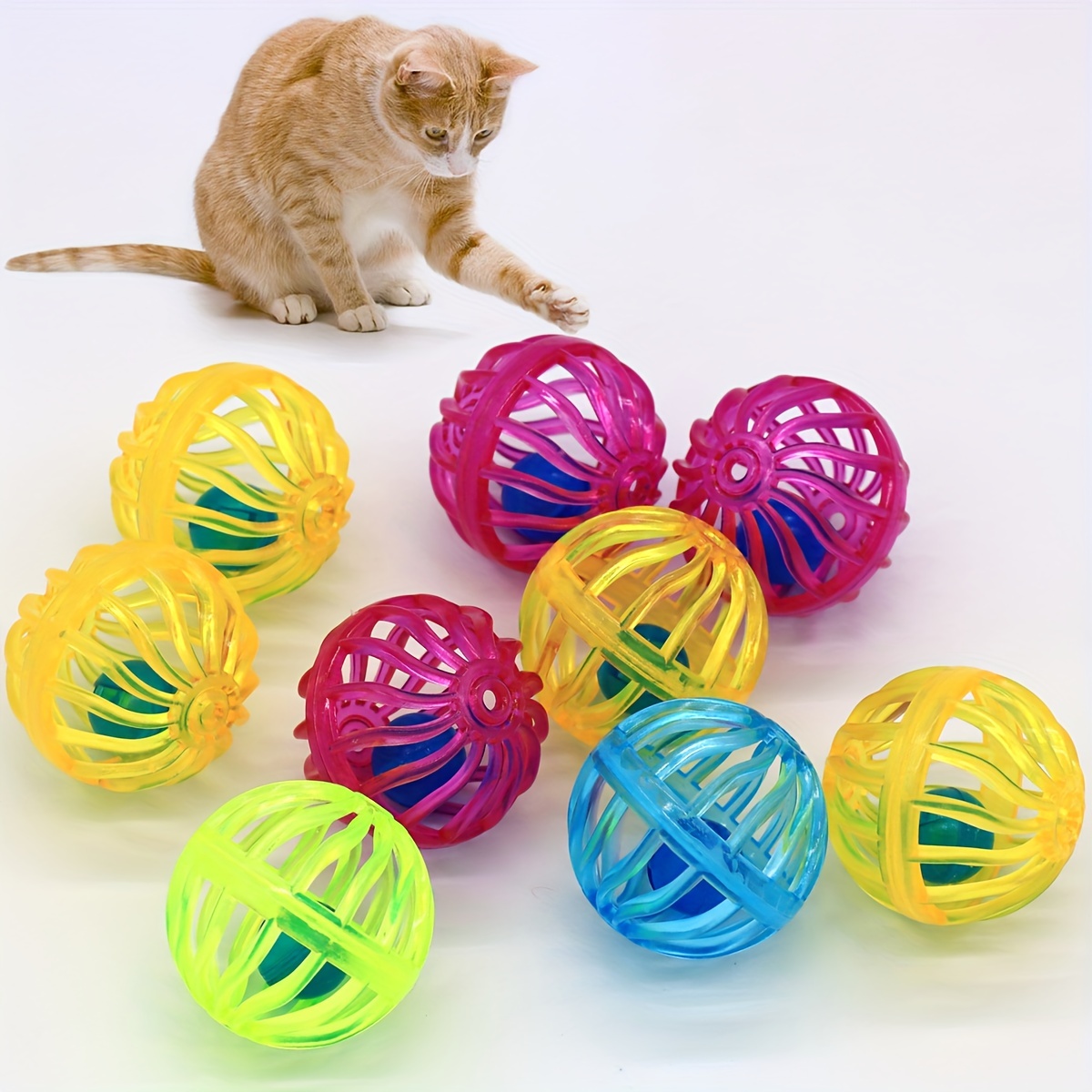 6pcs Cat Toys Set Including 3pcs Cat Balls With Bell & 3pcs Cat Snack  Dispenser Ball, Interactive Cat Toys And Cat Feeding Toys For Indoor Cats  (yellow)