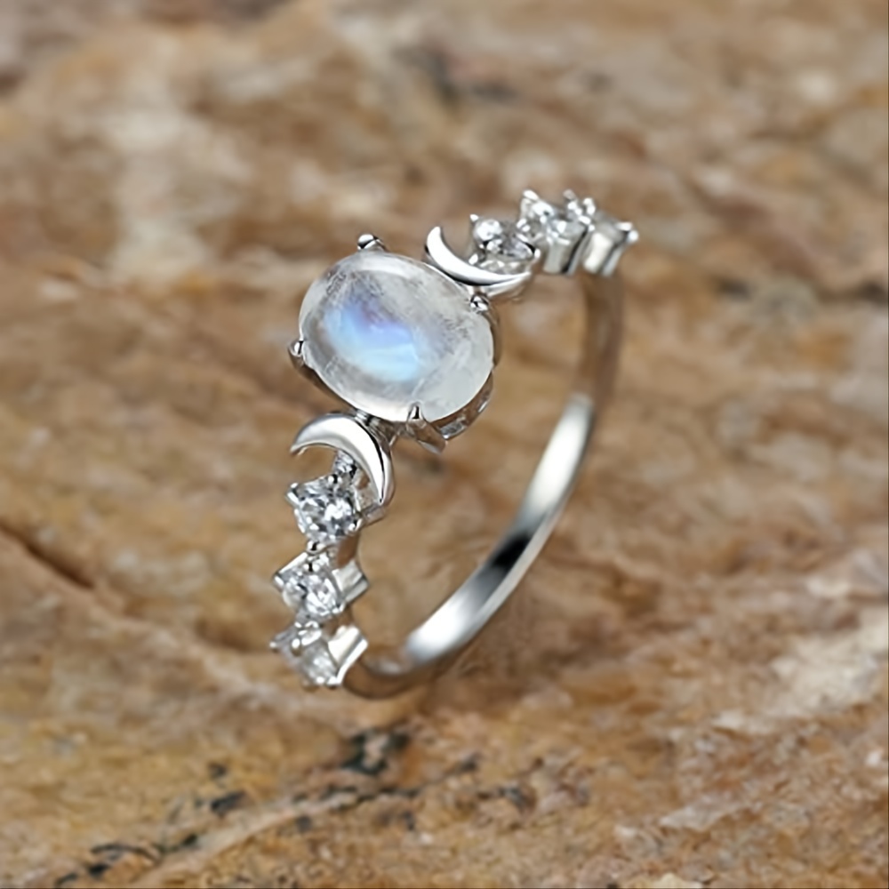 Moonstone Ring Sterling Silver Moon Phase Ring