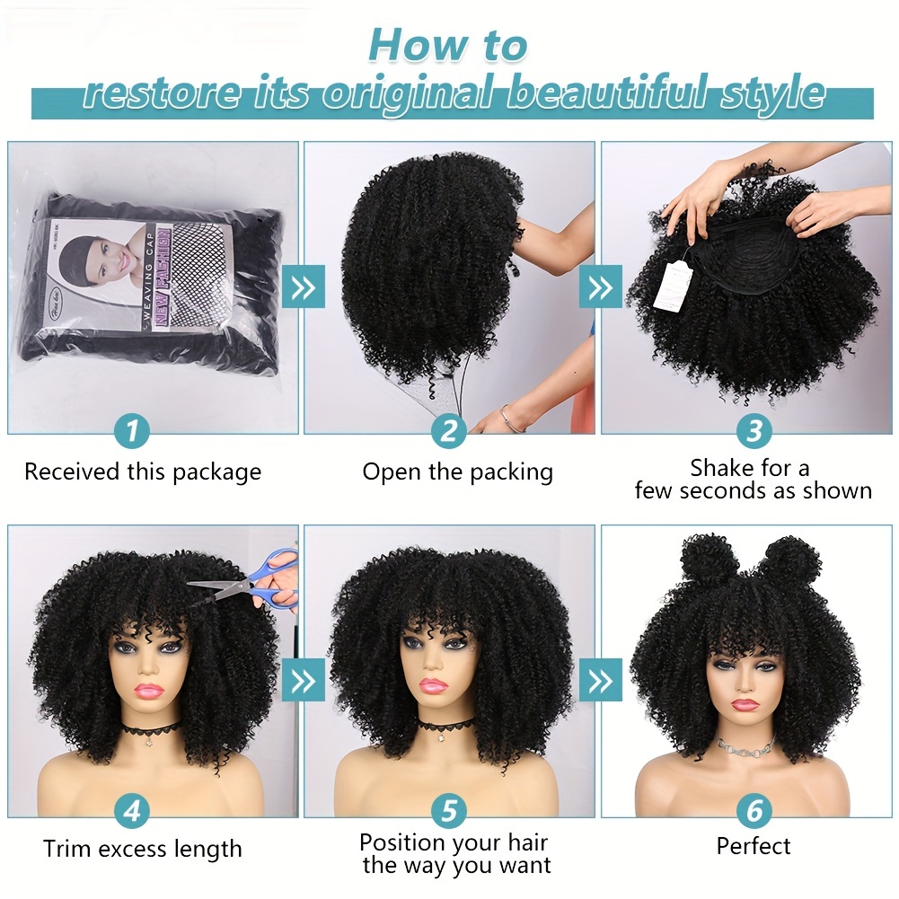 Synthetic Fiber Afro Wigs Women Heat Temu