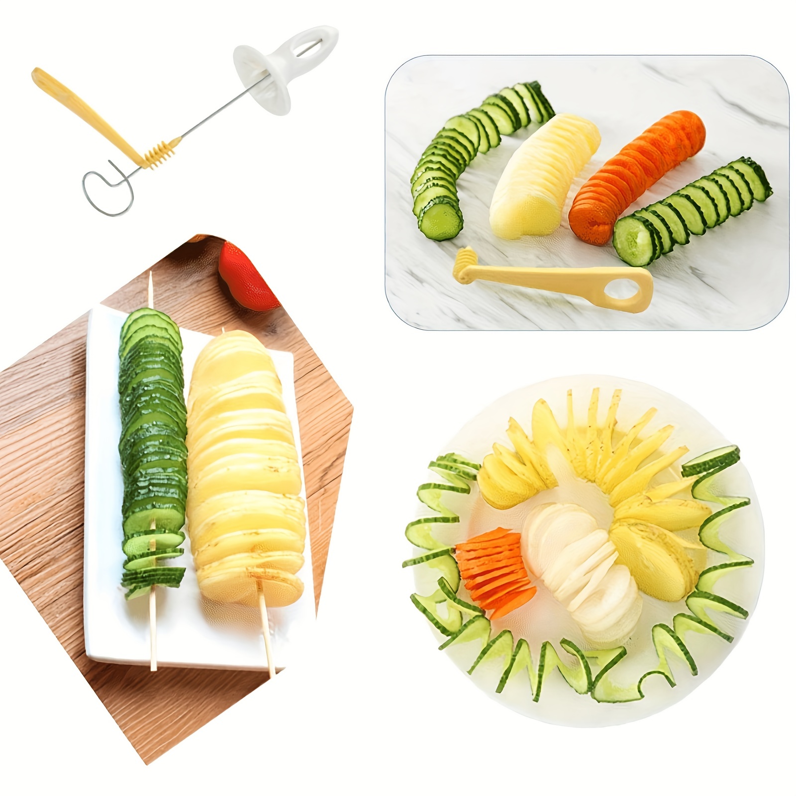 1Set Stainless Steel Plastic Rotate Potato Slicer Twisted Potato Spiral Slice  Cutter Creative Vegetable Tool Kitchen Gadgets - AliExpress