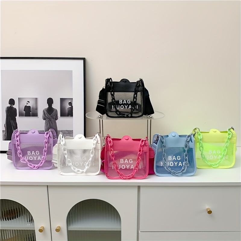 Clear Acrylic Box Handbags, Mini Chain Crossbody Bag, Square Jelly Evening  Purse For Women - Temu